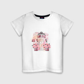 Детская футболка хлопок с принтом Париж в Екатеринбурге, 100% хлопок | круглый вырез горловины, полуприлегающий силуэт, длина до линии бедер | красота | любовь | милота | париж | розовый