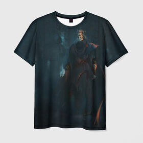 Мужская футболка 3D с принтом Лич - некромант в Екатеринбурге, 100% полиэфир | прямой крой, круглый вырез горловины, длина до линии бедер | духи | зло | лес | лич | магия | некромант | привидения | призраки | серп | череп