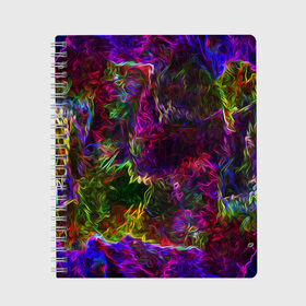 Тетрадь с принтом Энергия в красках в Екатеринбурге, 100% бумага | 48 листов, плотность листов — 60 г/м2, плотность картонной обложки — 250 г/м2. Листы скреплены сбоку удобной пружинной спиралью. Уголки страниц и обложки скругленные. Цвет линий — светло-серый
 | abstract | color | energy | gradient | neon | pattern | space | texture | абстрактный | абстракция | волны | всплеск | градиент | дым | искусство | космические | краски | красочный | неон | неоновый | сияние | текстура | туман