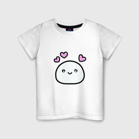 Детская футболка хлопок с принтом Влюбленное маршмеллоу в Екатеринбурге, 100% хлопок | круглый вырез горловины, полуприлегающий силуэт, длина до линии бедер | 14 февраля | 8 марта | влюбленные | девушка | любить | любовь | пара | сладость.