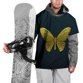 Накидка на куртку 3D с принтом Butterfly в Екатеринбурге, 100% полиэстер |  | бабочка | геомеирический | золотой | темный фон