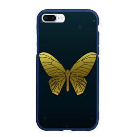 Чехол для iPhone 7Plus/8 Plus матовый с принтом Butterfly в Екатеринбурге, Силикон | Область печати: задняя сторона чехла, без боковых панелей | бабочка | геомеирический | золотой | темный фон