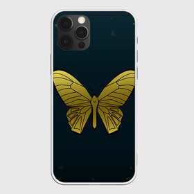 Чехол для iPhone 12 Pro Max с принтом Butterfly в Екатеринбурге, Силикон |  | бабочка | геомеирический | золотой | темный фон