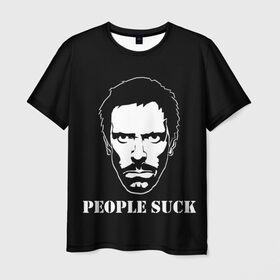 Мужская футболка 3D с принтом PEOPLE S*CK в Екатеринбурге, 100% полиэфир | прямой крой, круглый вырез горловины, длина до линии бедер | everybody lies | haus | house | все лгут | доктор | доктор хаус | мем | мемы | хауз | хаус | хью лори