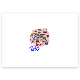 Поздравительная открытка с принтом Париж в Екатеринбурге, 100% бумага | плотность бумаги 280 г/м2, матовая, на обратной стороне линовка и место для марки
 | paris | достопримечательности | карта | париж | путешествия | франция | эйфелева башня | я люблю париж
