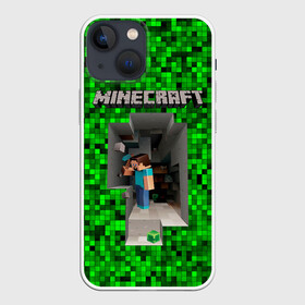 Чехол для iPhone 13 mini с принтом Minecraft в Екатеринбурге,  |  | minecraft | алекс | белый | блоки | ведьма | взрывчатка | визера | волк | гаст | добывать | дракон | зеленый куб | зомби | игра | крафт | крипер | кубики | лошадка | майн | майнкрафт | манкрафт | овечка | оцелот