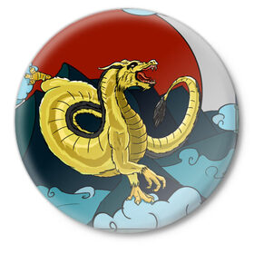 Значок с принтом Китайский дракон в Екатеринбурге,  металл | круглая форма, металлическая застежка в виде булавки | Тематика изображения на принте: дракон | китайский дракон