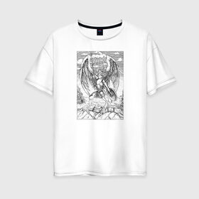 Женская футболка хлопок Oversize с принтом Celestial в Екатеринбурге, 100% хлопок | свободный крой, круглый ворот, спущенный рукав, длина до линии бедер
 | angel | celestial | fantasy | warrior | ангел | воительница | небесная | руны | средневековье | фэнтези