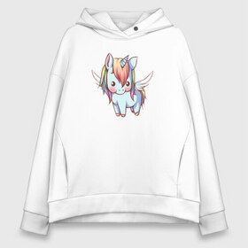 Женское худи Oversize хлопок с принтом Cute Unicorn в Екатеринбурге, френч-терри — 70% хлопок, 30% полиэстер. Мягкий теплый начес внутри —100% хлопок | боковые карманы, эластичные манжеты и нижняя кромка, капюшон на магнитной кнопке | единорог | единорожик | единорожка | милый | радуга | сказочный | хороший