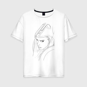 Женская футболка хлопок Oversize с принтом Warrior woman в Екатеринбурге, 100% хлопок | свободный крой, круглый ворот, спущенный рукав, длина до линии бедер
 | fantasy | warrior | античность | воительница | доспехи | фэнтези