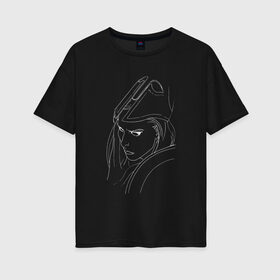 Женская футболка хлопок Oversize с принтом Warrior woman black в Екатеринбурге, 100% хлопок | свободный крой, круглый ворот, спущенный рукав, длина до линии бедер
 | fantasy | warrior | античность | воительница | доспехи | фэнтези