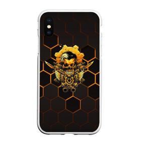 Чехол для iPhone XS Max матовый с принтом Gears tactics в Екатеринбурге, Силикон | Область печати: задняя сторона чехла, без боковых панелей | gears or war | gears tactics | игра | квадраты | компьютерная | логотип | надпись | огненный | подарок | символ | соты | узор | фанату | черный