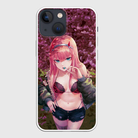 Чехол для iPhone 13 mini с принтом Zero Two Сад сакуры в Екатеринбурге,  |  | darling | darling in the franxx | zero two | вайфу | зеро ту | код 002 | любимый во франксе | франкс