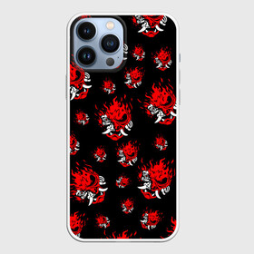 Чехол для iPhone 13 Pro Max с принтом SAMURAI 2077 PATTERN в Екатеринбурге,  |  | Тематика изображения на принте: 2019 | cd project red | cyberpunk 2077 | cyberpunk fashion | hacker | keanu reeves | maelstrom | militech | night city | quadra | samurai | samurai cyberpunk 2077 | sci fi | trauma team | v | ви | киану ривз | киберпанк 2077 | логотип | роб