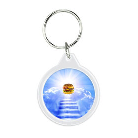 Брелок круглый с принтом Райский бургер в Екатеринбурге, пластик и полированная сталь | круглая форма, металлическое крепление в виде кольца | food | hamburger | hot dog | ангел | блики | булка | булочка | бургер | бутерброд | вкусняшки | гамбургер | еда | котлета | лестница | лучи | небесный | небо | обжора | облака | пейзаж | природа | рай | сендвич