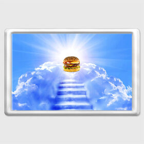 Магнит 45*70 с принтом Райский бургер в Екатеринбурге, Пластик | Размер: 78*52 мм; Размер печати: 70*45 | food | hamburger | hot dog | ангел | блики | булка | булочка | бургер | бутерброд | вкусняшки | гамбургер | еда | котлета | лестница | лучи | небесный | небо | обжора | облака | пейзаж | природа | рай | сендвич