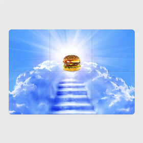 Магнитный плакат 3Х2 с принтом Райский бургер в Екатеринбурге, Полимерный материал с магнитным слоем | 6 деталей размером 9*9 см | Тематика изображения на принте: food | hamburger | hot dog | ангел | блики | булка | булочка | бургер | бутерброд | вкусняшки | гамбургер | еда | котлета | лестница | лучи | небесный | небо | обжора | облака | пейзаж | природа | рай | сендвич