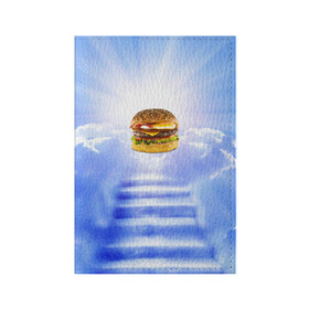 Обложка для паспорта матовая кожа с принтом Райский бургер в Екатеринбурге, натуральная матовая кожа | размер 19,3 х 13,7 см; прозрачные пластиковые крепления | Тематика изображения на принте: food | hamburger | hot dog | ангел | блики | булка | булочка | бургер | бутерброд | вкусняшки | гамбургер | еда | котлета | лестница | лучи | небесный | небо | обжора | облака | пейзаж | природа | рай | сендвич