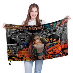 Флаг 3D с принтом Аниме девушка в Екатеринбурге, 100% полиэстер | плотность ткани — 95 г/м2, размер — 67 х 109 см. Принт наносится с одной стороны | anime | girl | аниме | граффити | девушка | тян