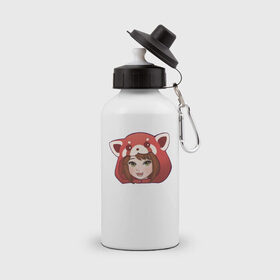 Бутылка спортивная с принтом Девочка-панда в Екатеринбурге, металл | емкость — 500 мл, в комплекте две пластиковые крышки и карабин для крепления | аниме | девочка | красная панда | неко | панда | улыюка