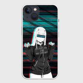 Чехол для iPhone 13 с принтом Zero Two Glitch в Екатеринбурге,  |  | darling | darling in the franxx | zero two | вайфу | зеро ту | код 002 | любимый во франксе | франкс