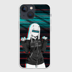 Чехол для iPhone 13 mini с принтом Zero Two Glitch в Екатеринбурге,  |  | darling | darling in the franxx | zero two | вайфу | зеро ту | код 002 | любимый во франксе | франкс