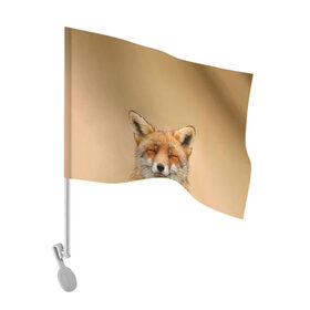 Флаг для автомобиля с принтом Милая лисичка в Екатеринбурге, 100% полиэстер | Размер: 30*21 см | fox | foxy | животное | звери | лиса | лисенок | лисичка | милая | рыжая | фокс