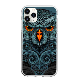 Чехол для iPhone 11 Pro Max матовый с принтом Ornament Owl в Екатеринбурге, Силикон |  | арт | глаза | животные | обложка | орнамент | перья | птица | рисунок | рок | сова | татуировки