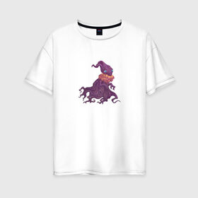 Женская футболка хлопок Oversize с принтом Волшебное дерево в Екатеринбурге, 100% хлопок | свободный крой, круглый ворот, спущенный рукав, длина до линии бедер
 | дерево | животные | корни | листья | магия | осьминог