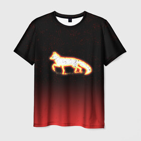 Мужская футболка 3D с принтом Светящаяся лиса в Екатеринбурге, 100% полиэфир | прямой крой, круглый вырез горловины, длина до линии бедер | fox | арт | животные | лиса