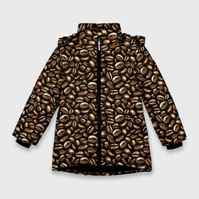Зимняя куртка для девочек 3D с принтом Кофе в Зёрнах в Екатеринбурге, ткань верха — 100% полиэстер; подклад — 100% полиэстер, утеплитель — 100% полиэстер. | длина ниже бедра, удлиненная спинка, воротник стойка и отстегивающийся капюшон. Есть боковые карманы с листочкой на кнопках, утяжки по низу изделия и внутренний карман на молнии. 

Предусмотрены светоотражающий принт на спинке, радужный светоотражающий элемент на пуллере молнии и на резинке для утяжки. | americano | coffee | espresso | latte | nescafe | американо | бариста | бармен | капучино | кофе | кофевар | кофейные зерна | кофейня | кружка кофе | латте | макиато | моккачино | мокко | нескафе | чай | чашка кофе | шоколад