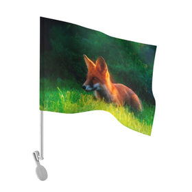 Флаг для автомобиля с принтом Рыжая лиса в Екатеринбурге, 100% полиэстер | Размер: 30*21 см | fox | foxy | животное | звери | лиса | лисенок | лисичка | милая | рыжая | фокс