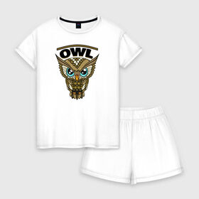 Женская пижама с шортиками хлопок с принтом Owl в Екатеринбурге, 100% хлопок | футболка прямого кроя, шорты свободные с широкой мягкой резинкой | 1 годик | love | дети | детские | любовь | малыш | малыши | ребенок