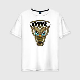 Женская футболка хлопок Oversize с принтом Owl в Екатеринбурге, 100% хлопок | свободный крой, круглый ворот, спущенный рукав, длина до линии бедер
 | 1 годик | love | дети | детские | любовь | малыш | малыши | ребенок