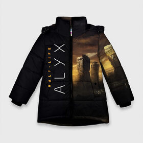 Зимняя куртка для девочек 3D с принтом Half-Life Alyx в Екатеринбурге, ткань верха — 100% полиэстер; подклад — 100% полиэстер, утеплитель — 100% полиэстер. | длина ниже бедра, удлиненная спинка, воротник стойка и отстегивающийся капюшон. Есть боковые карманы с листочкой на кнопках, утяжки по низу изделия и внутренний карман на молнии. 

Предусмотрены светоотражающий принт на спинке, радужный светоотражающий элемент на пуллере молнии и на резинке для утяжки. | half life | half life alyx | аликс | апокалипсис | город | игра | игроман | компьютерная | подарок | пост апокалипсис | халф лайф | шутер