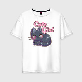 Женская футболка хлопок Oversize с принтом Cute Girl в Екатеринбурге, 100% хлопок | свободный крой, круглый ворот, спущенный рукав, длина до линии бедер
 | 1 годик | love | дети | детские | любовь | малыш | малыши | ребенок