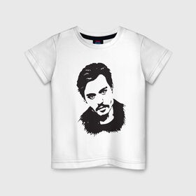 Детская футболка хлопок с принтом Джонни Депп в Екатеринбурге, 100% хлопок | круглый вырез горловины, полуприлегающий силуэт, длина до линии бедер | актер | голливуд | джонни депп | знаменитость | кино | фильмы