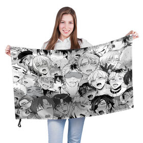 Флаг 3D с принтом Ахегао в Екатеринбурге, 100% полиэстер | плотность ткани — 95 г/м2, размер — 67 х 109 см. Принт наносится с одной стороны | manga | yuri | аниме | аниме любовь | анимекун | ахегао | манга | парни | яой
