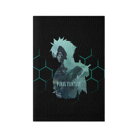Обложка для паспорта матовая кожа с принтом Final Fantasy VII Remake в Екатеринбурге, натуральная матовая кожа | размер 19,3 х 13,7 см; прозрачные пластиковые крепления | Тематика изображения на принте: final fantasy | final fantasy vii remake | герой | игра | компьютерная | подарок | ремейк | силуэт | синяя | узор | файнл фэнтези