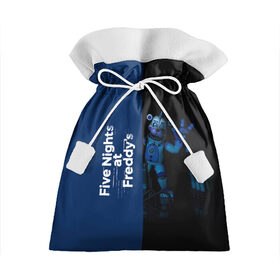 Подарочный 3D мешок с принтом Five Nights At Freddy в Екатеринбурге, 100% полиэстер | Размер: 29*39 см | 5 ночей с фредди | five nights at freddys | fnaf | игра | игрок | книга | логотип | пиццерия | подарок | половина | синий | страшилка | фнаф | фредди