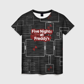 Женская футболка 3D с принтом Five Nights At Freddy в Екатеринбурге, 100% полиэфир ( синтетическое хлопкоподобное полотно) | прямой крой, круглый вырез горловины, длина до линии бедер | 5 ночей с фредди | five nights at freddys | fnaf | игра | игрок | книга | логотип | пиццерия | подарок | страшилка | схема | фнаф | фредди
