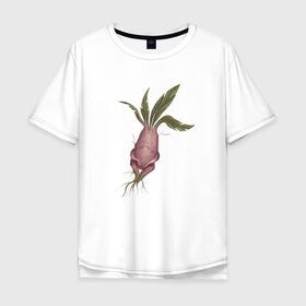 Мужская футболка хлопок Oversize с принтом Мандрагора в Екатеринбурге, 100% хлопок | свободный крой, круглый ворот, “спинка” длиннее передней части | корни | листочки | растение | фэнтези