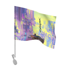 Флаг для автомобиля с принтом Cyberpunk 2077 в Екатеринбурге, 100% полиэстер | Размер: 30*21 см | cd project red | cyberpunk 2077 | keanu reeves | samurai | игра | киану ривз | киберпанк 2077 | самураи