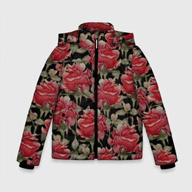 Зимняя куртка для мальчиков 3D с принтом Красные розы на черном фоне в Екатеринбурге, ткань верха — 100% полиэстер; подклад — 100% полиэстер, утеплитель — 100% полиэстер | длина ниже бедра, удлиненная спинка, воротник стойка и отстегивающийся капюшон. Есть боковые карманы с листочкой на кнопках, утяжки по низу изделия и внутренний карман на молнии. 

Предусмотрены светоотражающий принт на спинке, радужный светоотражающий элемент на пуллере молнии и на резинке для утяжки | 8 марта | flowers | summer | ботаническая иллюстрация | весна | зеленый | красный | лето | любовь | праздник | принт | природа | растения | розы | цветы | черный