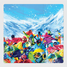 Магнитный плакат 3Х3 с принтом Палитра сноуборд в Екатеринбурге, Полимерный материал с магнитным слоем | 9 деталей размером 9*9 см | борд | горы | зимние виды спорта | разноцветный | снег | сноуборд | спуск | экипировка