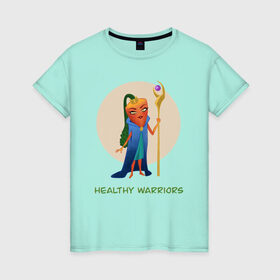 Женская футболка хлопок с принтом Здоровые воины в Екатеринбурге, 100% хлопок | прямой крой, круглый вырез горловины, длина до линии бедер, слегка спущенное плечо | здоровье | маг | морковь | овощи | оранжевый