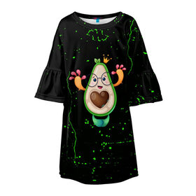 Детское платье 3D с принтом Авокадо в Екатеринбурге, 100% полиэстер | прямой силуэт, чуть расширенный к низу. Круглая горловина, на рукавах — воланы | авокадо | веган | еда блогеров | мемы | минимализм | прикольные картинки | прикольные надписи | растение | смешное авокадо | фрукт