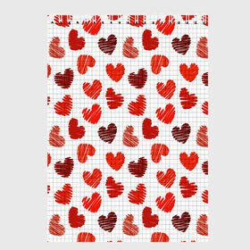 Скетчбук с принтом Сердца в Екатеринбурге, 100% бумага
 | 48 листов, плотность листов — 100 г/м2, плотность картонной обложки — 250 г/м2. Листы скреплены сверху удобной пружинной спиралью | день влюбленных | любовь | сердца | сердца в тетради | текстура | тетрадная клетка