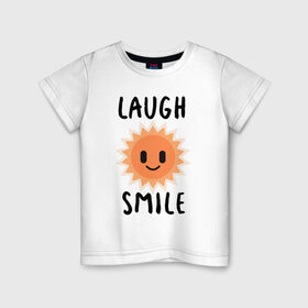 Детская футболка хлопок с принтом Солнышко в Екатеринбурге, 100% хлопок | круглый вырез горловины, полуприлегающий силуэт, длина до линии бедер | весна | жара | лето | маскот | минимализм | надпись