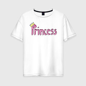 Женская футболка хлопок Oversize с принтом Princess в Екатеринбурге, 100% хлопок | свободный крой, круглый ворот, спущенный рукав, длина до линии бедер
 | 1 годик | love | дети | детские | любовь | малыш | малыши | ребенок